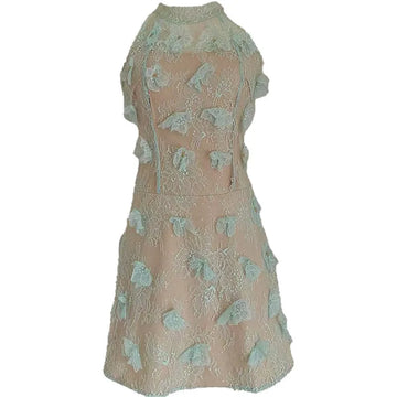 Xajzpa Fashion Dress Women's Sleeveless 3D Flowers Lace Sequin Solid Color Above Knee Party Dresses 2025 Summer New Tide